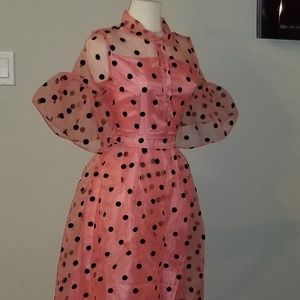 Pink and black polka dot dress